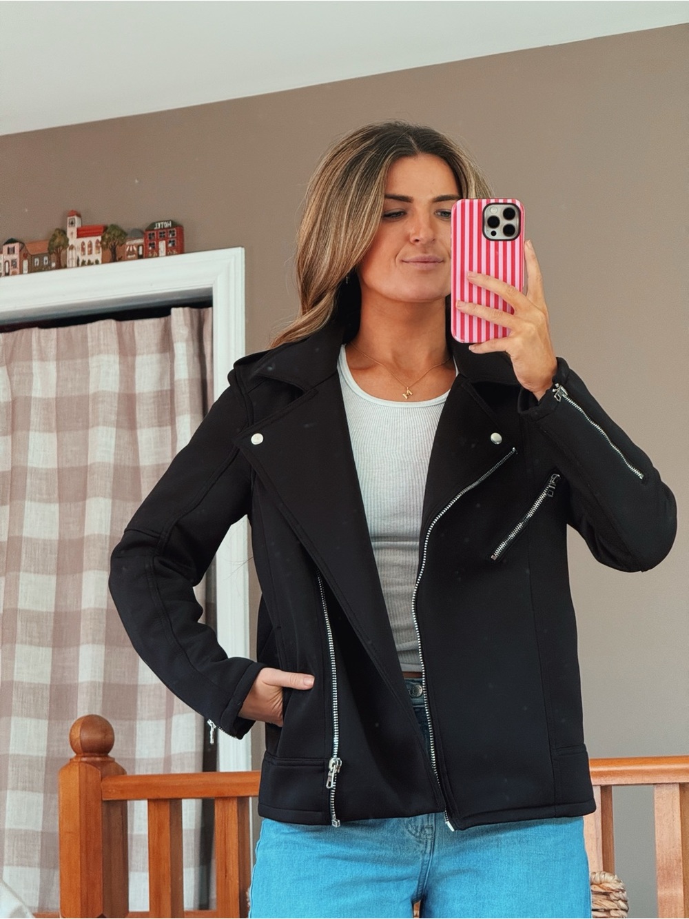 Forever 21 Black Moto Zip Jacket